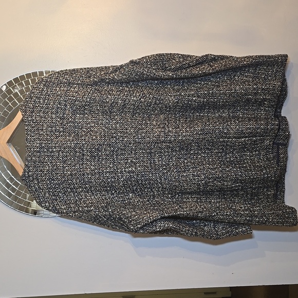 Talbots Tweed Italian Frabric Long Woven Collarless Button Snap Cotton Jacket - Picture 10 of 17